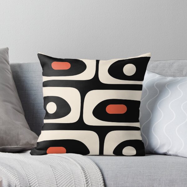 Item preview, Mid Century Modern Piquet Abstract Pattern Black, Orange, and Almond Cream designed and sold by kierkegaard.