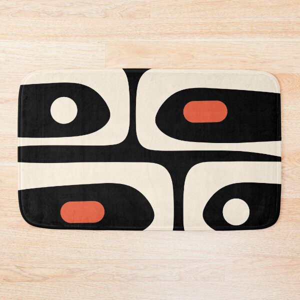 Item preview, Mid Century Modern Piquet Abstract Pattern Black, Orange, and Almond Cream designed and sold by kierkegaard.