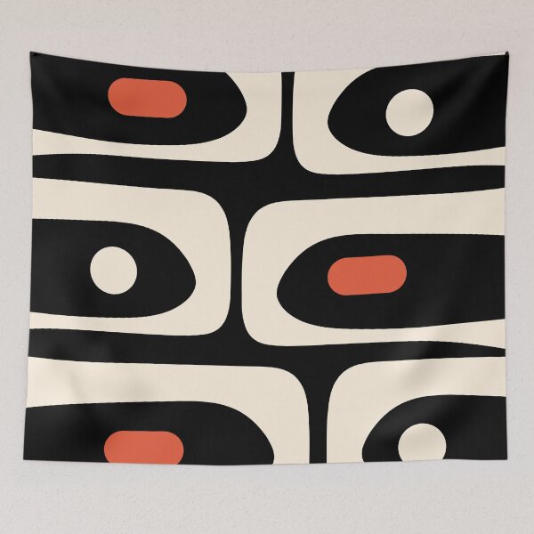 Item preview, Mid Century Modern Piquet Abstract Pattern Black, Orange, and Almond Cream designed and sold by kierkegaard.