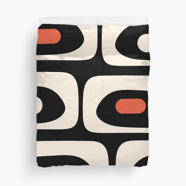 Item preview, Mid Century Modern Piquet Abstract Pattern Black, Orange, and Almond Cream designed and sold by kierkegaard.