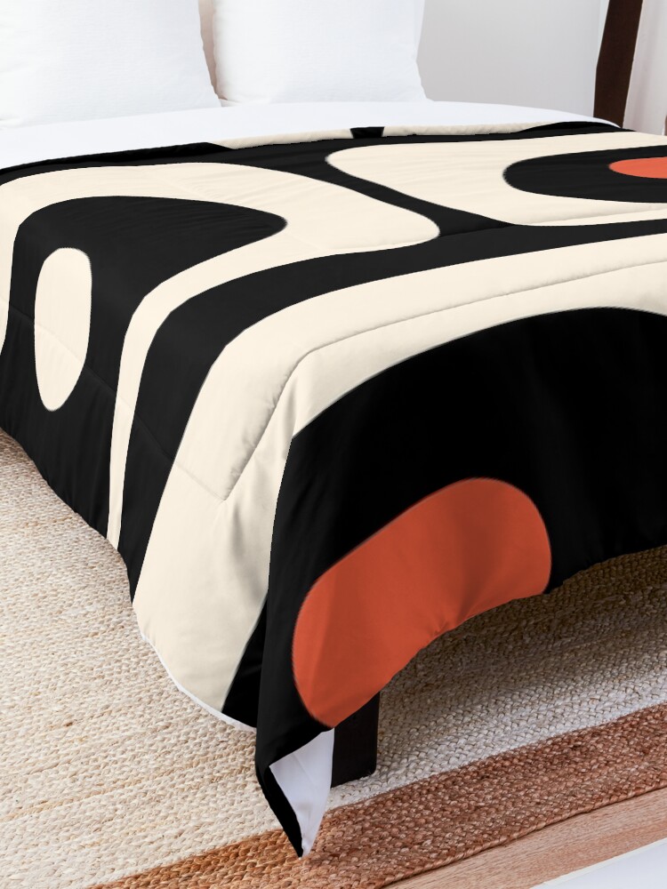Alternate view of Mid Century Modern Piquet Abstract Pattern Black, Orange, and Almond Cream Comforter