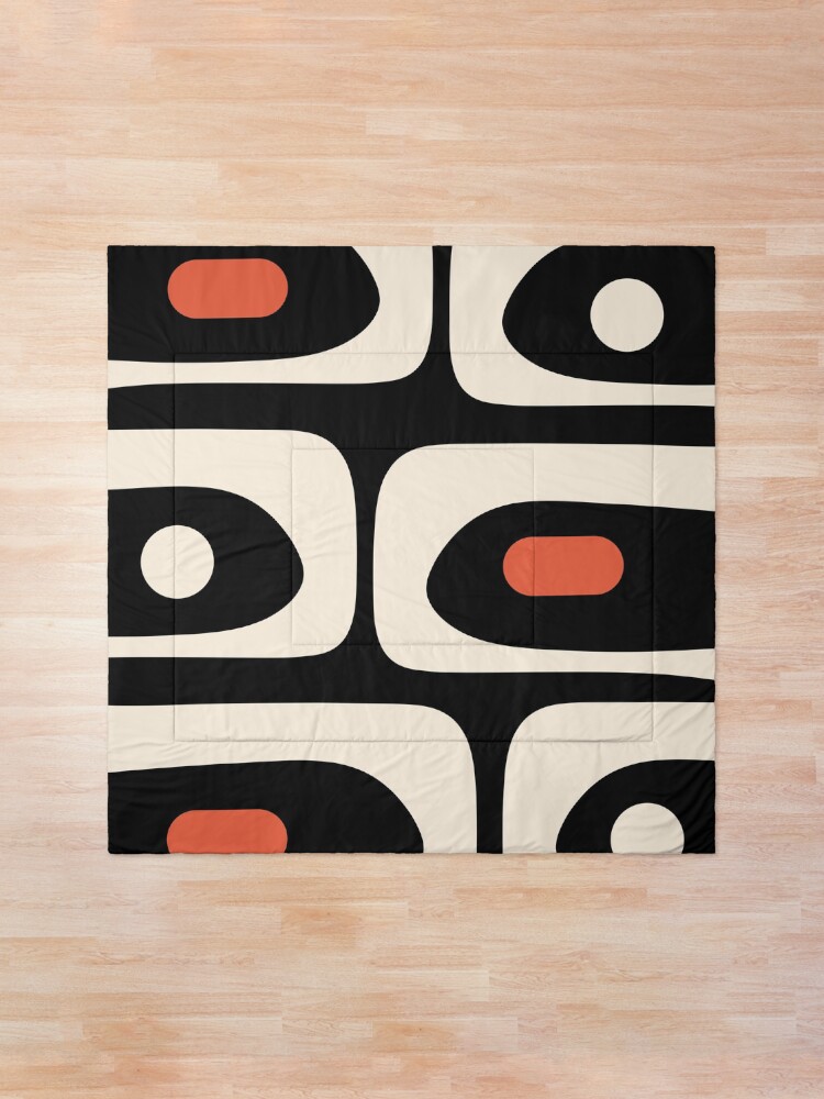 Alternate view of Mid Century Modern Piquet Abstract Pattern Black, Orange, and Almond Cream Comforter