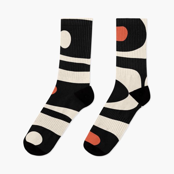 Item preview, Mid Century Modern Piquet Abstract Pattern Black, Orange, and Almond Cream designed and sold by kierkegaard.