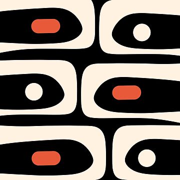 Artwork thumbnail, Mid Century Modern Piquet Abstract Pattern Black, Orange, and Almond Cream by kierkegaard