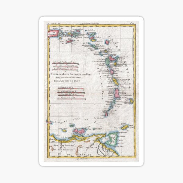 Aperçu de l'œuvre Carte Vintage des Antilles (1780) créée et vendue par BravuraMedia.