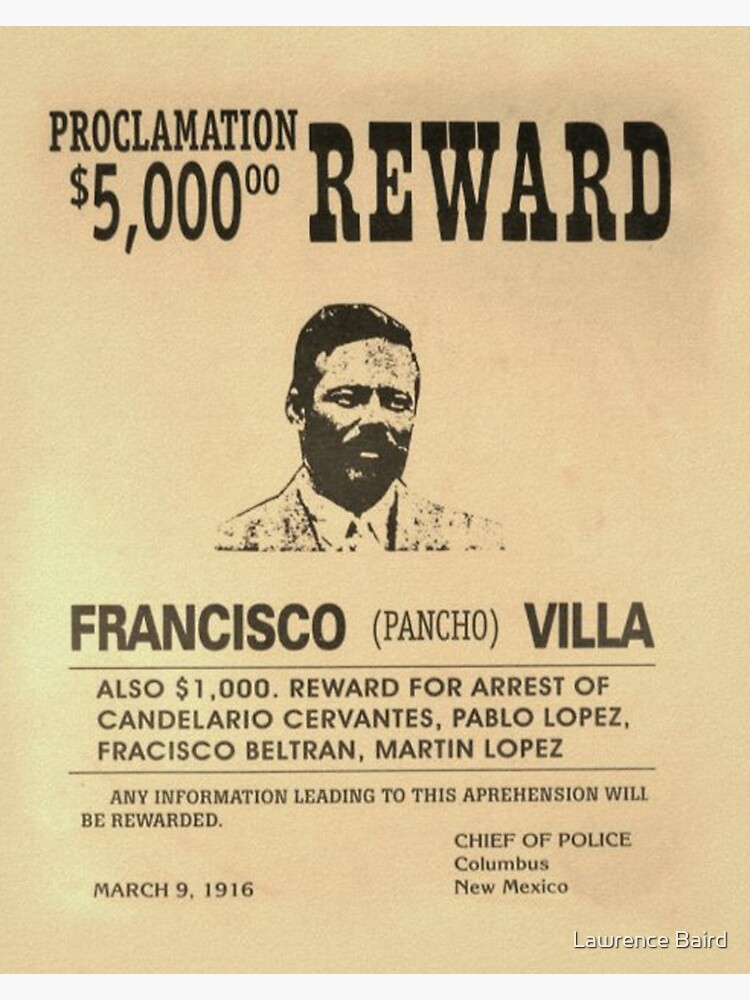 "Pancho Villa Wanted Poster" Sticker for Sale by lawrencebaird Redbubble