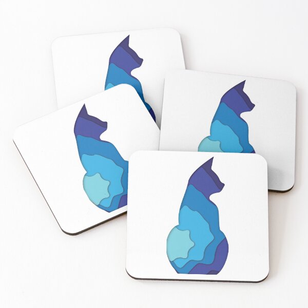 Item preview, Blue papercat - paper cut 3D effect in a cat outline designed and sold by FunnyChameleon.
