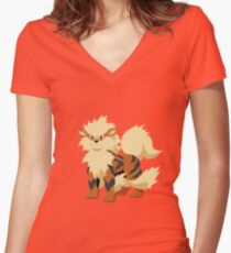Arcanine Pokemon Simple No Borders Women's Fitted V-Neck T-Shirt
