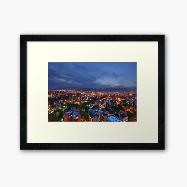 Medellin Colombia at Night Framed Art Print