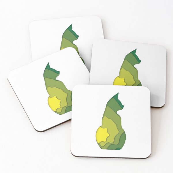 Item preview, Green papercat - paper cut 3D effect in a cat outline designed and sold by FunnyChameleon.