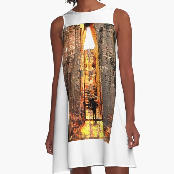 Buddha Sunrise Sri Chum Temple A-Line Dress