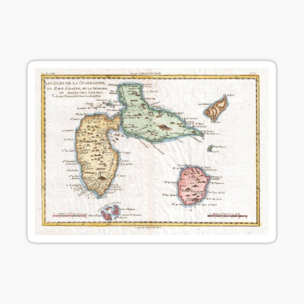 Carte Vintage de la Guadeloupe (1780) Sticker