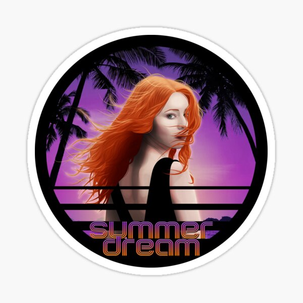 Summer Dream - Romantic Girl at Sunset Sticker