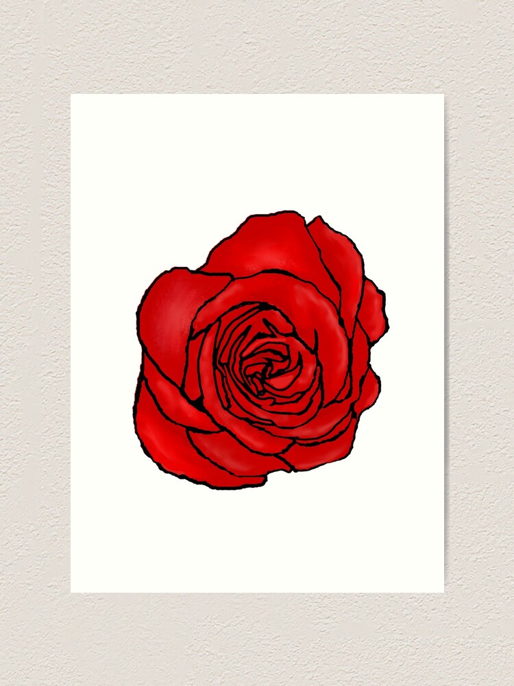 Impression artistique « Rose rouge ouverte », par LastLittleBird | Redbubble