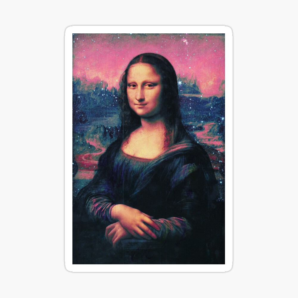 Mona Lisa - Leonardo da Vinci - Pastel Glitter Pink & Blue 