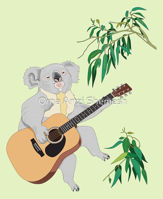 "Koala Playing Guitar" by Orna Artzi Redbubble