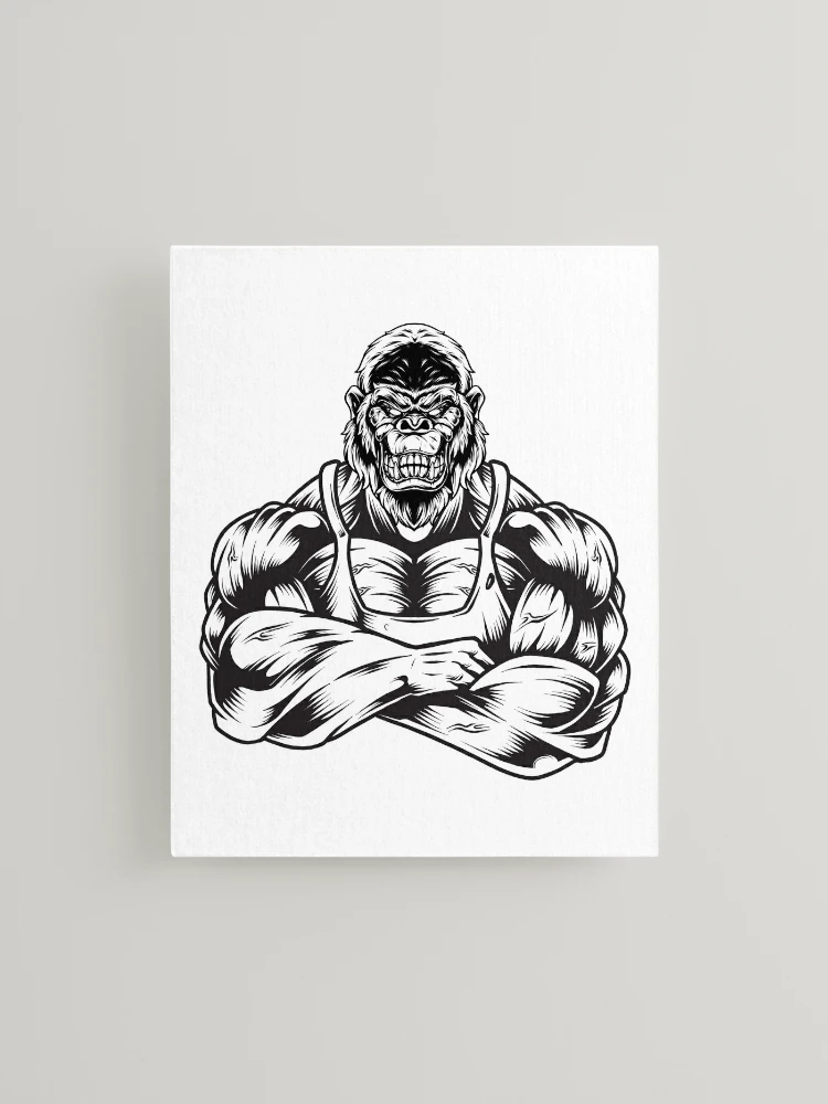 Strong ape gorilla gym workout bodybuilding fitness sport  Canvas