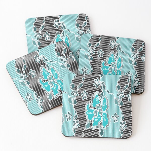 Item preview, Black and Teal Floral Lace Pattern  designed and sold by JMWCD.