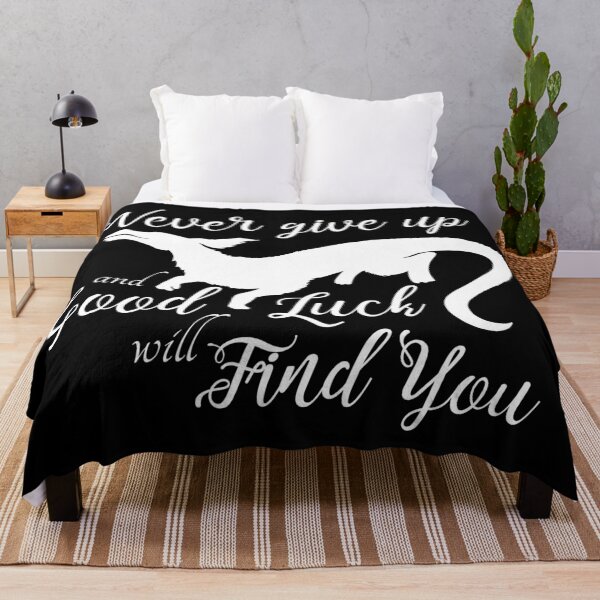 Item preview, Never Give Up and Good Luck Will Find You - Falcor Luck Dragon Quote designed and sold by stacree.