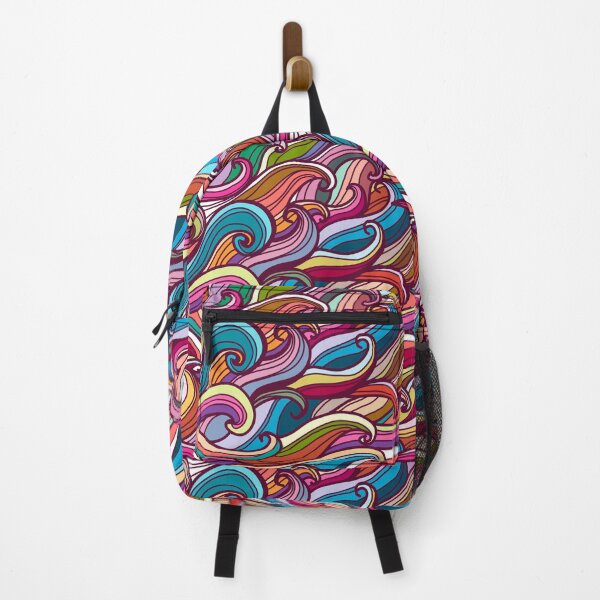 Item preview, Colorful seamless abstract waves hand-drawn pattern designed and sold by smotrivnebo.