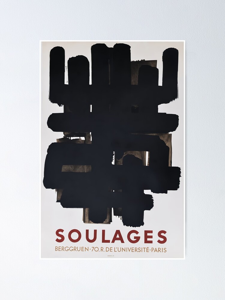Modern Poster Soulages Print Wall Decor Print Soulages Poster Pierre Soulages Exhibition Poster High Quality Poster Minimalist Print