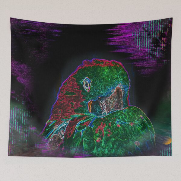 Item preview, Macaw BIrd Glowing Neon Colorful Art designed and sold by McGee-Artistry.