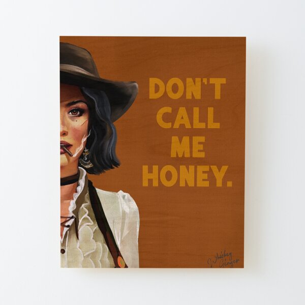 "Don't Call Me Honey" Sexy Vintage Pinup Cowgirl Smoking A Cigar Wood Mounted Print