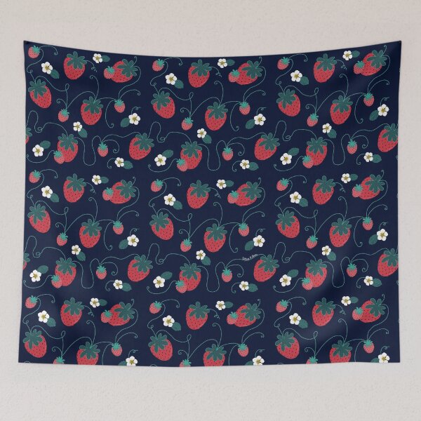 Item preview, Strawberries and Blossoms designed and sold by Carina Rocco Illustration.