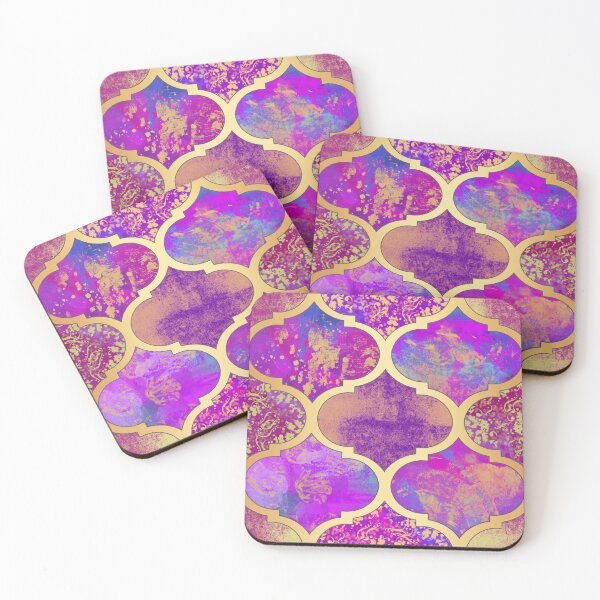 Item preview, Moroccan Quatrefoil Purple Pink and Gold designed and sold by Julie Erin Designs.