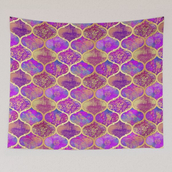 Item preview, Moroccan Quatrefoil Purple Pink and Gold designed and sold by Julie Erin Designs.