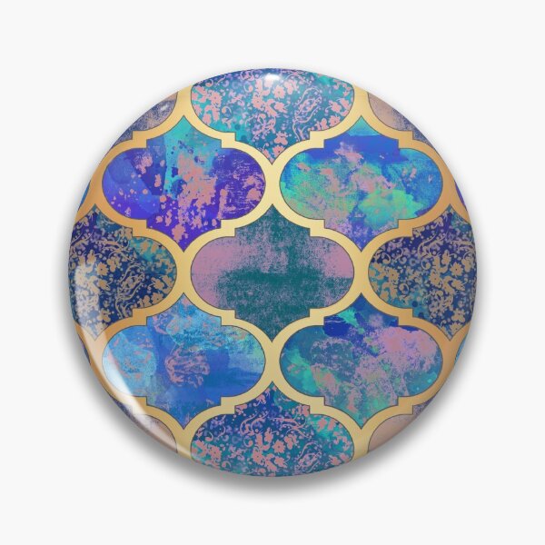 Item preview, Moroccan Quatrefoil Blue and Gold designed and sold by Julie Erin Designs.