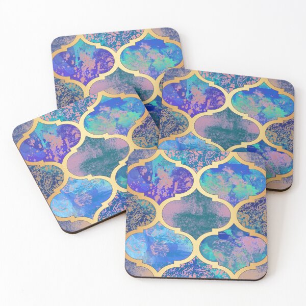 Item preview, Moroccan Quatrefoil Blue and Gold designed and sold by Julie Erin Designs.