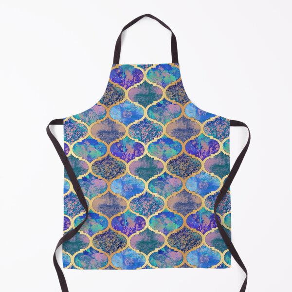 Item preview, Moroccan Quatrefoil Blue and Gold designed and sold by Julie Erin Designs.