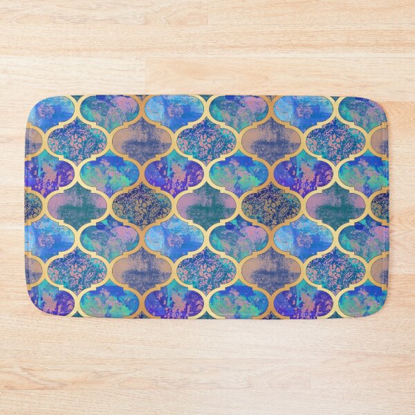 Item preview, Moroccan Quatrefoil Blue and Gold designed and sold by Julie Erin Designs.
