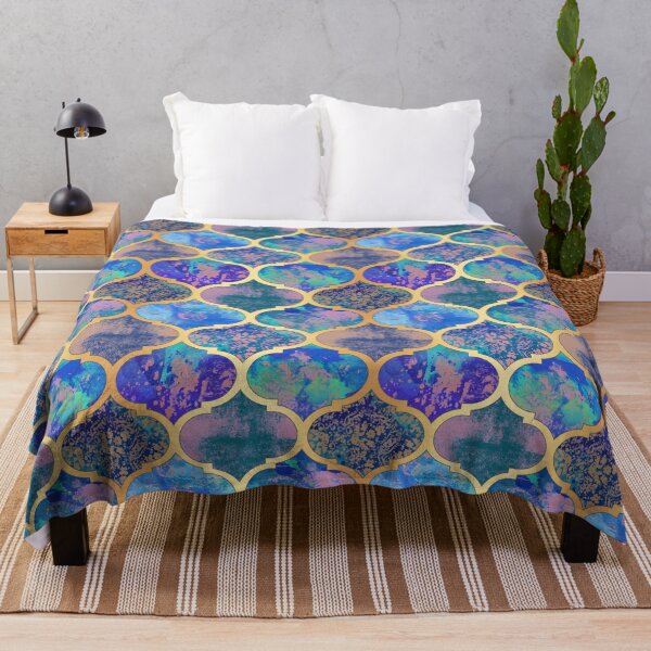 Item preview, Moroccan Quatrefoil Blue and Gold designed and sold by Julie Erin Designs.