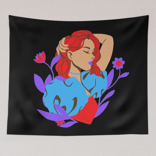 Item preview, Beautiful woman in RED and BLUE with flowers designed and sold by janraydesigns.