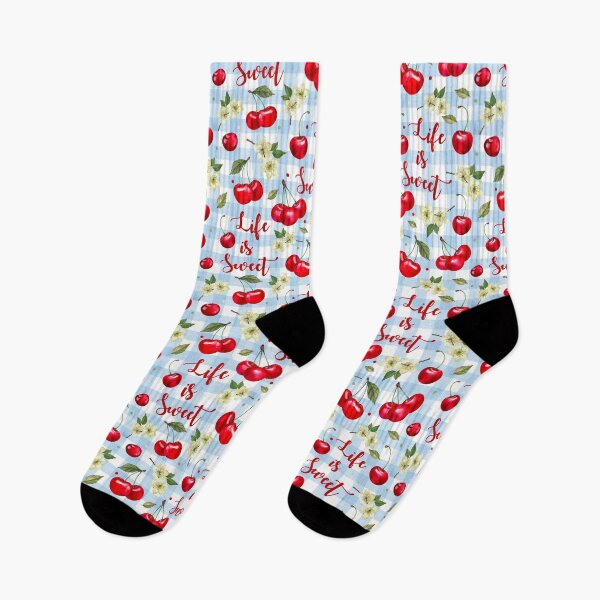 Item preview, Life is Sweet Cherries on Blue Gingham designed and sold by KrisInStitches.