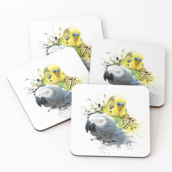 Item preview, Color Splatter Parrot Mum African Grey and Budgie White designed and sold by Alienphysique.