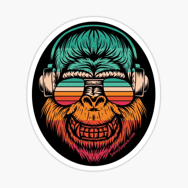 SavvySapien - Cool Monkey, Rainbows, Smiles, Bigfoot, Happy Ape, Savvy? Sticker