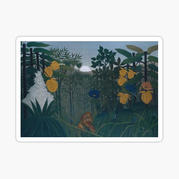 The Repast of the Lion (ca. 1907) By Henri Rousseau (French, 1844-1910). Sticker
