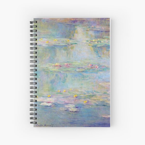 Les Nymphéas Bleu Sarcelle de Claude Monet - Teal blue Water Lilies Spiral Notebook