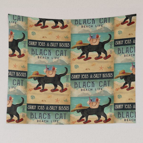 Item preview, Beach Life Sandy Toes Black Cat  designed and sold by Douglafa.