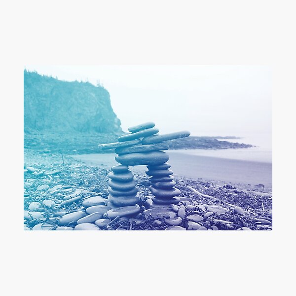 Item preview, Blue Inukshuk, Bay of Fundy designed and sold by courbebleue.