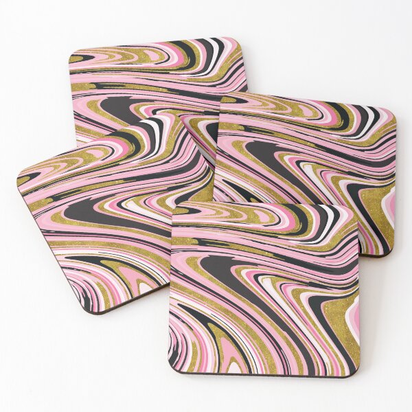 Item preview, Pink Black Gold White Paint Pour Pattern Design designed and sold by boopsblunt.