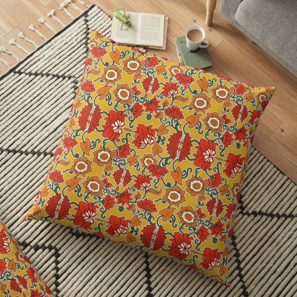 Bright Batik Indonesia Wit Flower Theme Floor Pillow