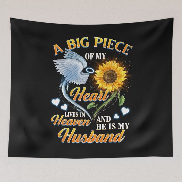Item preview, A Big Piece Of My Heart Lives In Heaven And He Is My Husband T-Shirt designed and sold by Expand-colombus.