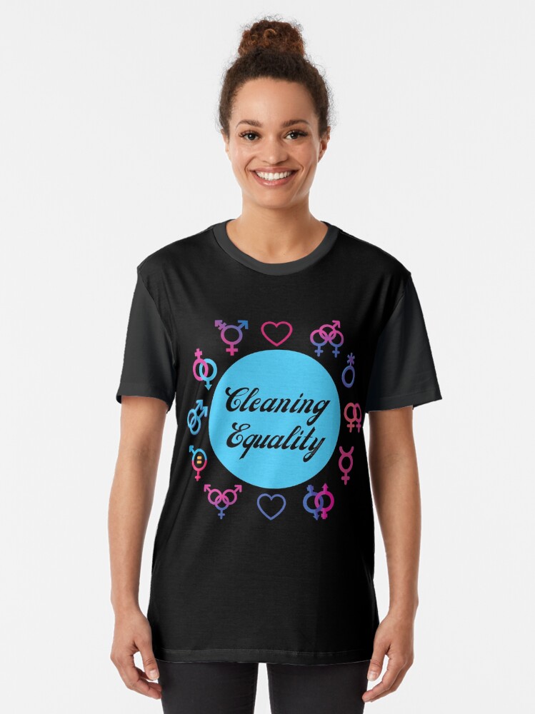 Alternate view of Cleaning Equality Gender Inclusive Housekeeping Pride Graphic T-Shirt