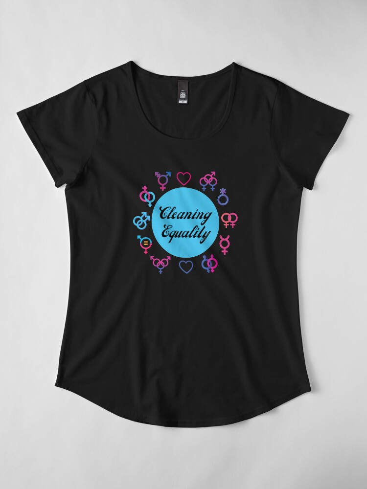 Alternate view of Cleaning Equality Gender Inclusive Housekeeping Pride Premium Scoop T-Shirt