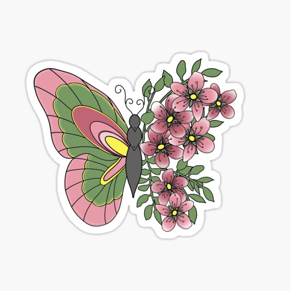 W1cwey 1000pcs Assorted Butterfly Flower Sticker Rolls(2 Rolls), 1.5 * 1  Inch 16 Design Colorful Butterfly Decals Decorative Flowers Cute Stickers