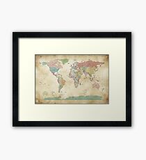 Political World Map Framed Print
